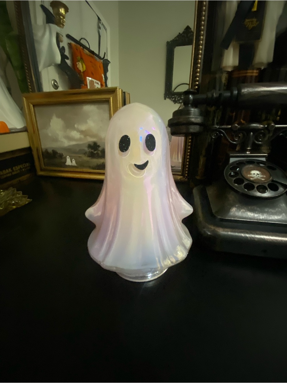 Pink Iridescent Ghost Figurine Home Art - Decorative Accent